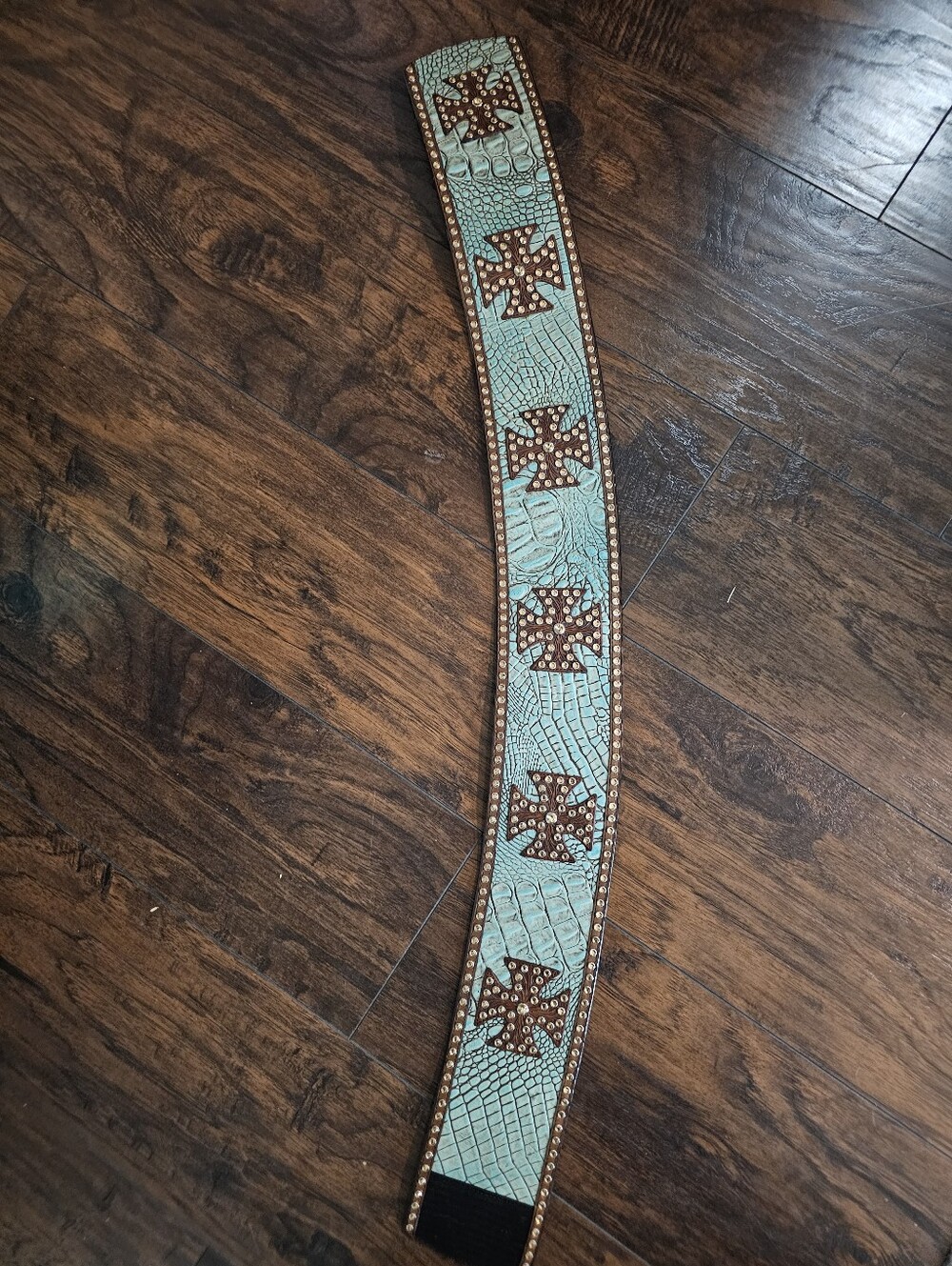 Turquoise Studded Cross Leather Belt